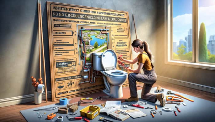 A skilled technician installs a modern toilet in Langley, ensuring quality and code compliance.