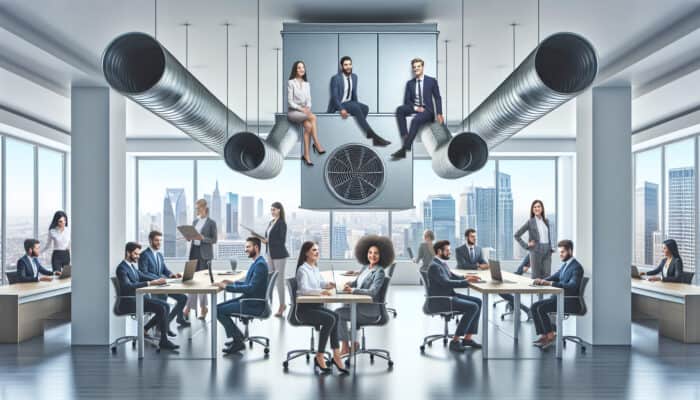 Commercial Duct Cleaning Services in Langley: Modern office with clean ducts enhancing air quality and employee productivity.