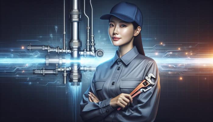 Drain Services in Tsawwassen Delta: A skilled plumber using advanced tools to repair and maintain a modern drainage system in a professional setting.