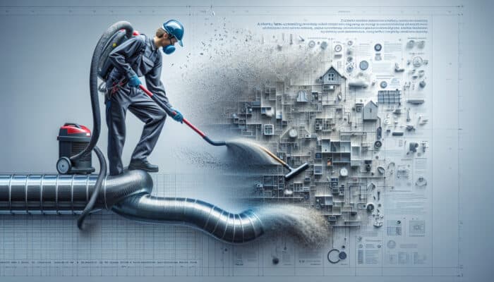 A professional technician cleaning a home ventilation system with high-powered vacuum and brushes in Squamish.