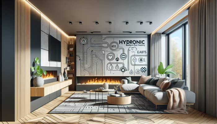 A modern living room in Surrey with hydronic radiant floor heating, providing consistent warmth and improved air quality.