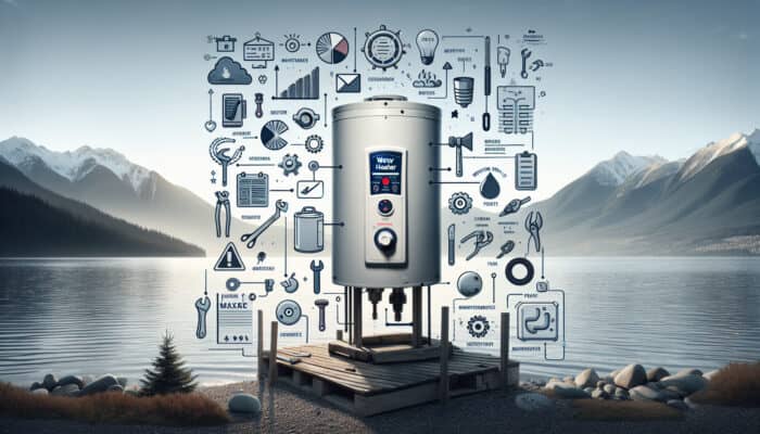 Infographic on water heater services in West Vancouver with maintenance tips and local providers, scenic backdrop.